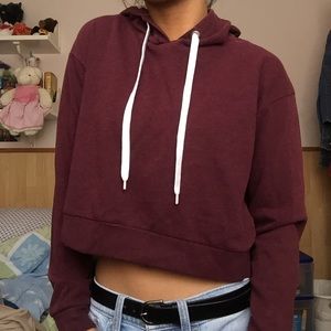 Maroon Cropped Hoodie